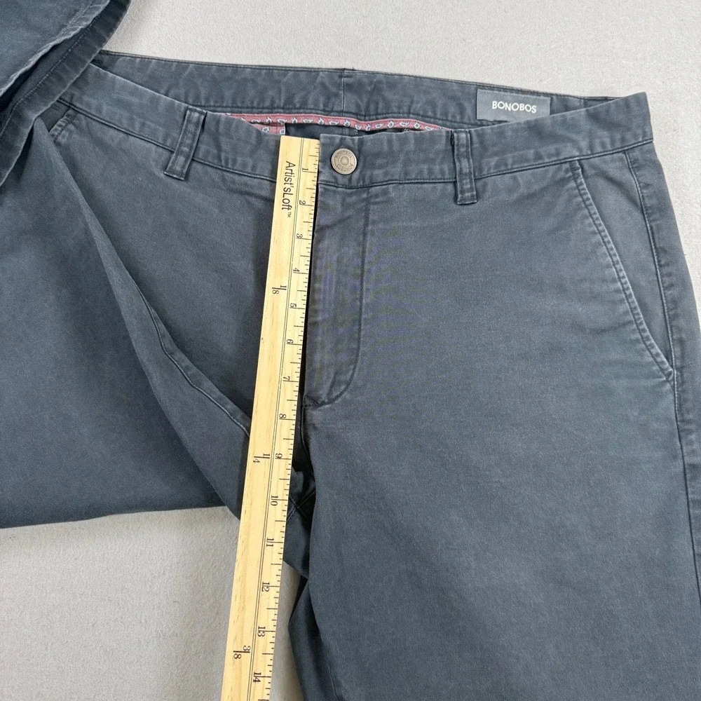 Bonobos Chino Pants Mens 36x34 Charcoal Slim Stretch Cotton Flat Front Casual